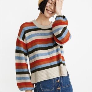 Madewell Soft Colorful Striped Crew Neck Sweater XL